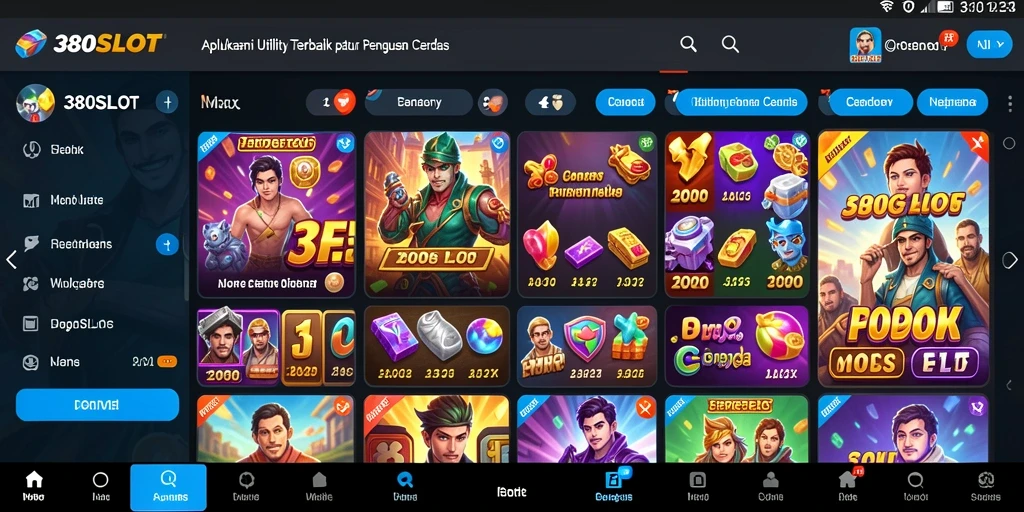 Tampilan utama aplikasi 380SLOT dengan berbagai fitur Utility.