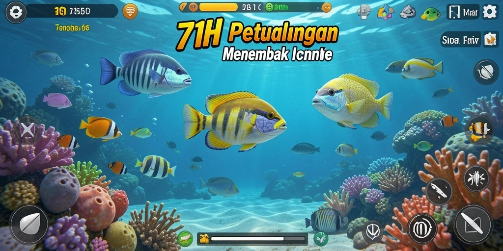 Screenshot gameplay 71H menampilkan aksi seru menembak ikan.