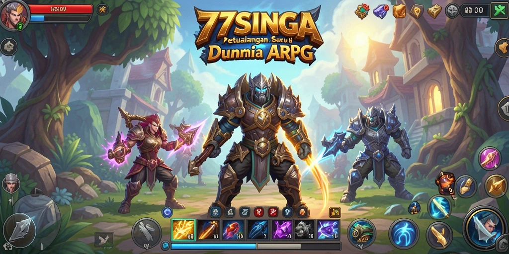Tampilan gameplay mendebarkan dari 77SINGA dengan karakter beraksi.
