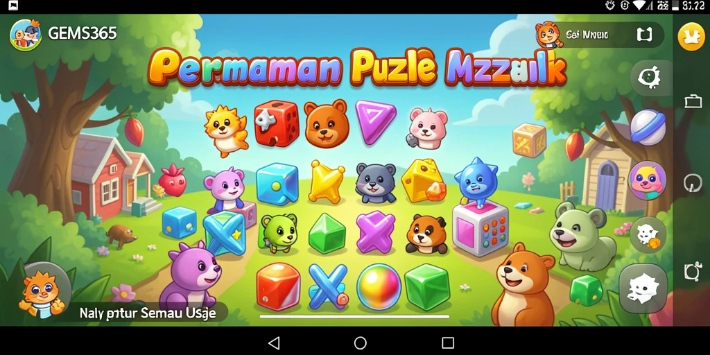 Tampilan seru gameplay puzzle GEMS365 yang menarik dan menantang.
