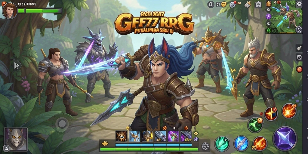 Tangkapan layar GF777 menampilkan aksi seru dalam pertempuran RPG.