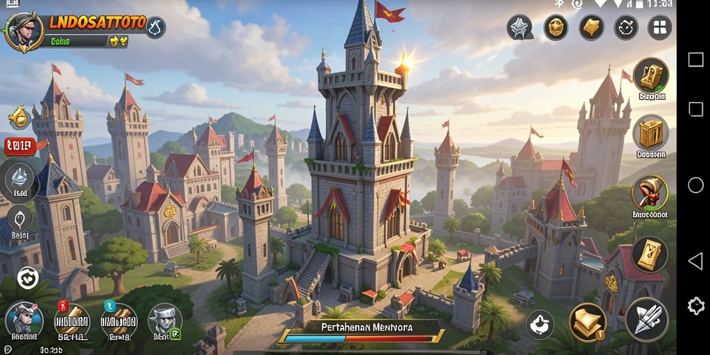 Gameplay seru LNDOSATTOTO dalam mode pertahanan menara.
