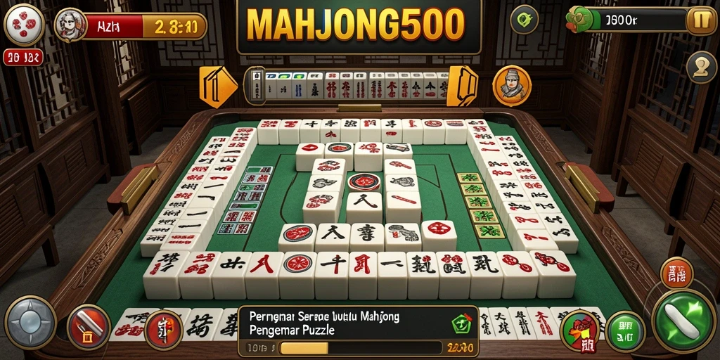 Gameplay MAHJONG500 yang seru dengan desain ubin yang menarik.