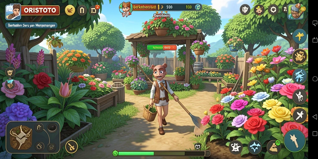 Gameplay menarik di ORISTOTO dengan aktivitas berkebun yang menyenangkan.