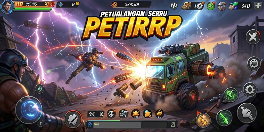 Screenshot memperlihatkan aksi mendebarkan dalam gameplay PETIRRP.