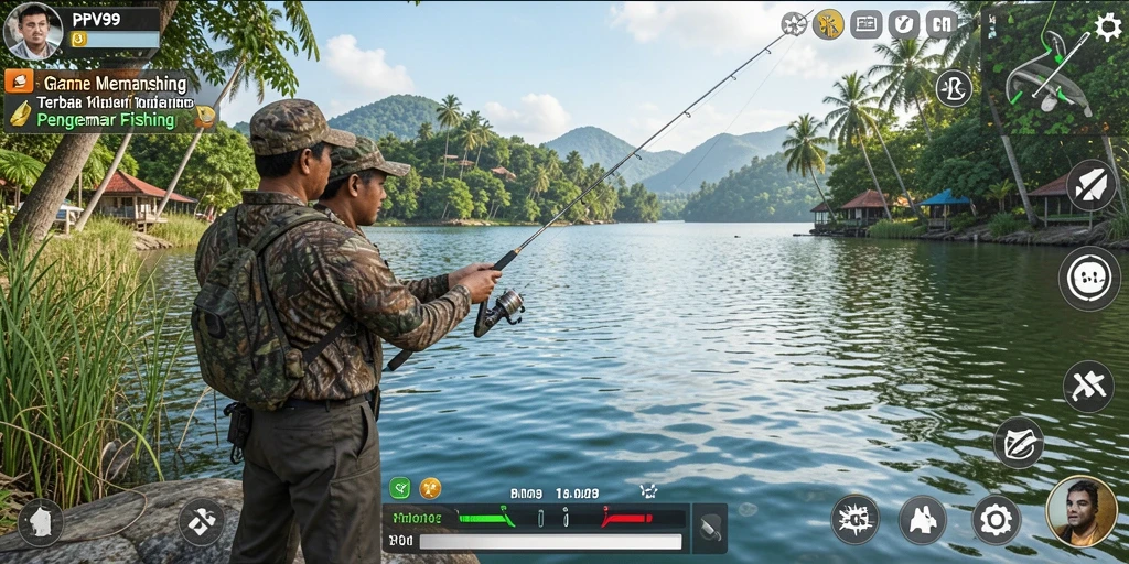 Tampilan gameplay PPV99 menampilkan momen seru saat memancing.
