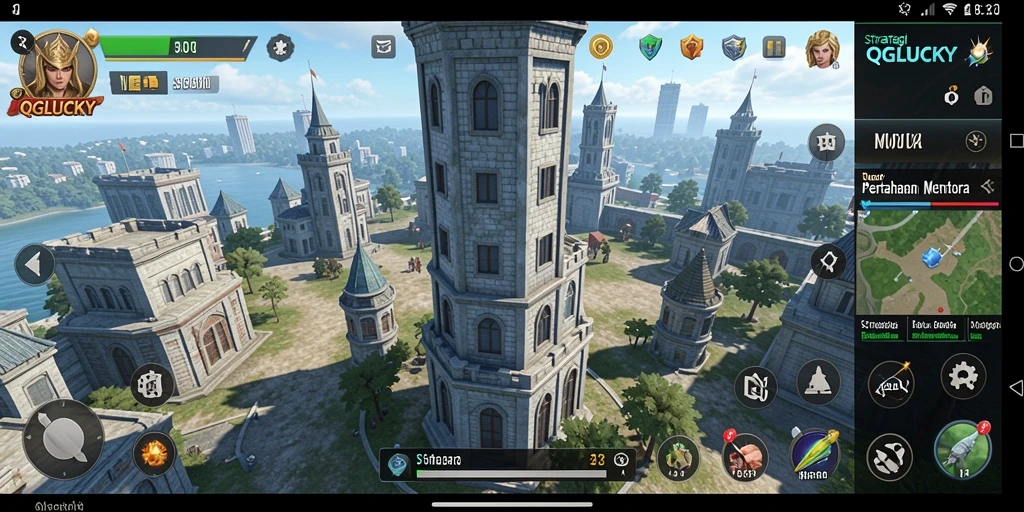 Tangkapan layar QGLUCKY menampilkan aksi seru dalam game Tower Defense.