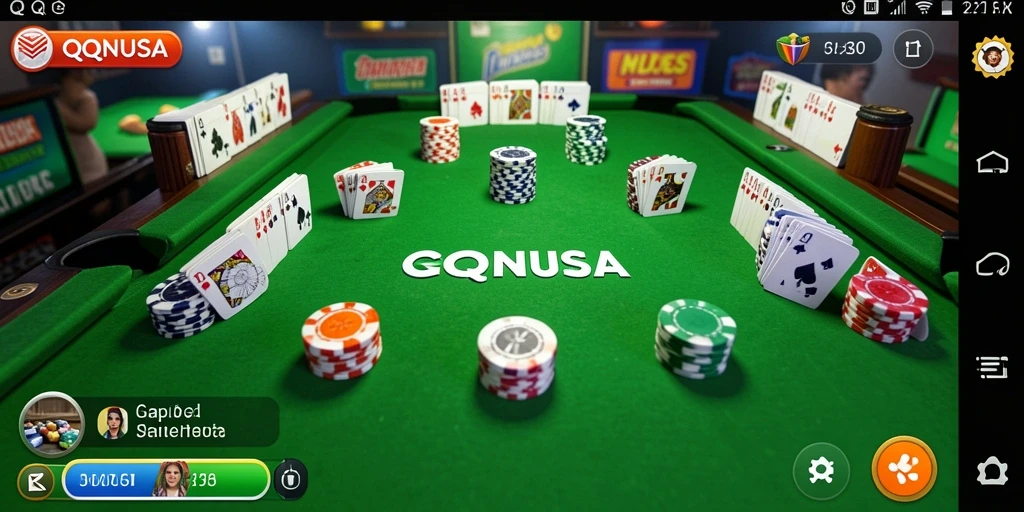 Tampilan screenshot QQNUSA menampilkan gameplay Gaple yang menarik dan interaktif.