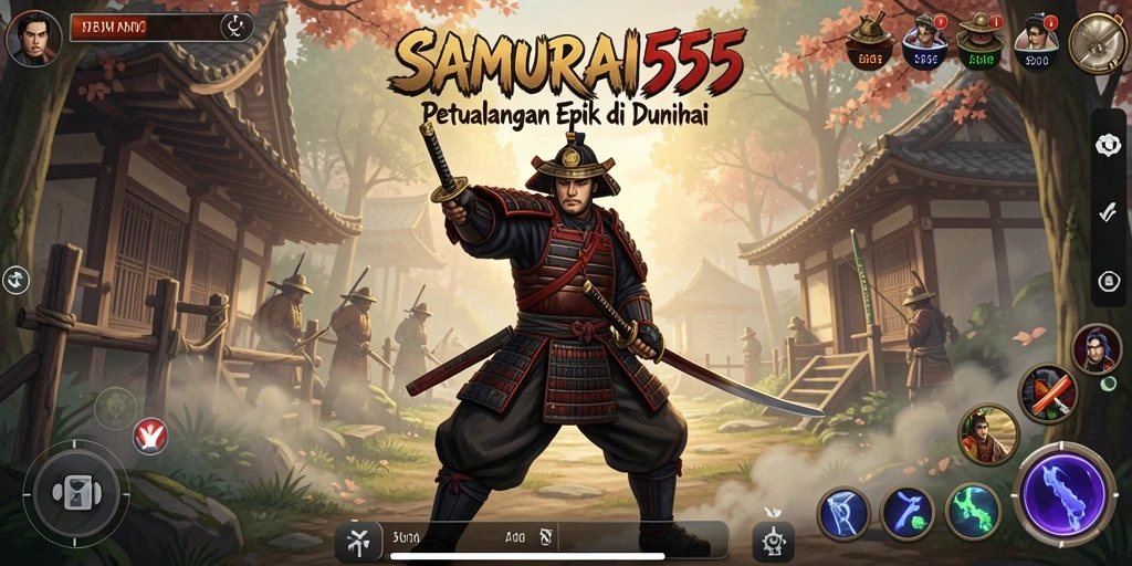 Tampilan gameplay dari SAMURAI555 yang epik dan mendebarkan.