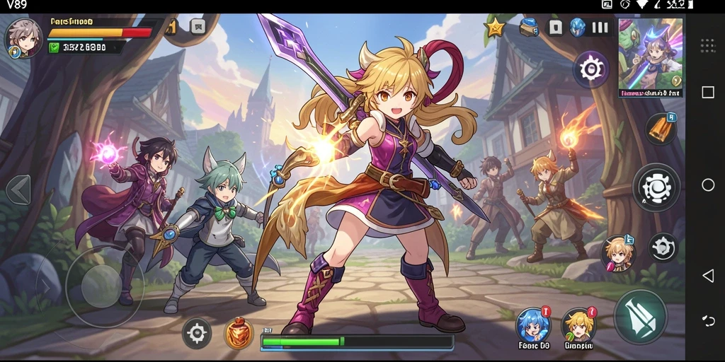 Tangkapan layar V89 menampilkan pertarungan karakter Anime yang epik.