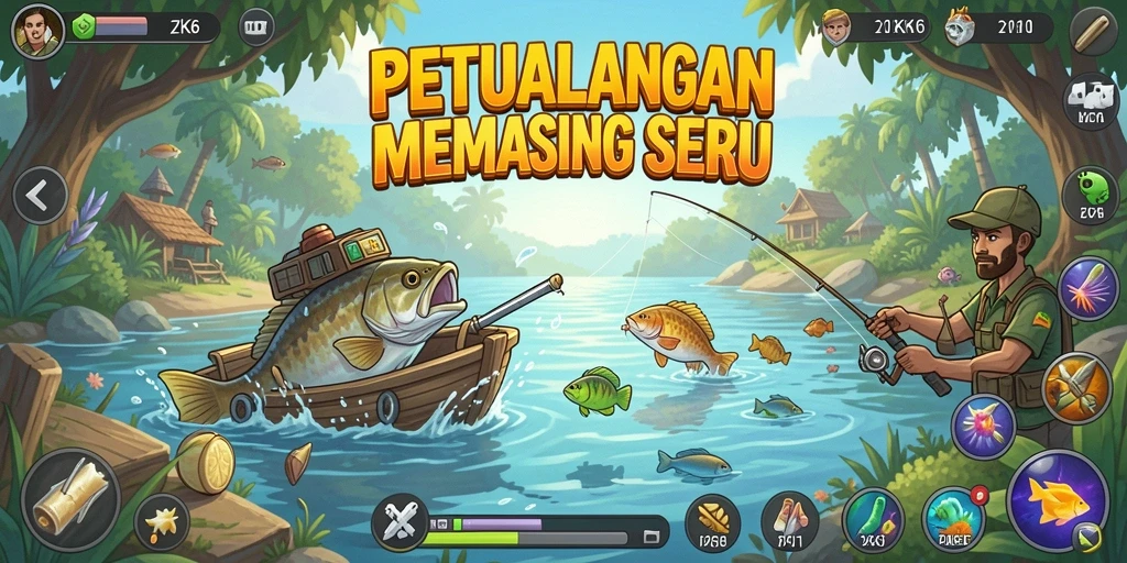 Gameplay ZK6 menunjukkan momen menangkap ikan yang mendebarkan.
